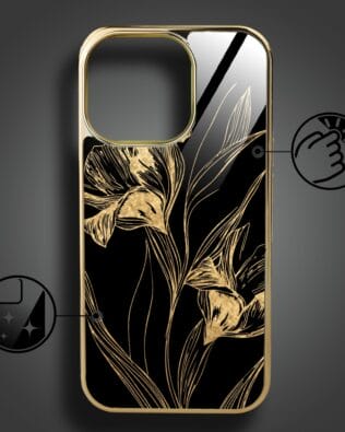 Etui do iPhone 16 Pro Max IBIZU Elite Glass z MagSafe Golden Midnight, Królewskie irysy, złote