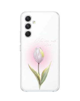Etui do Samsung Galaxy A54 5G przeźroczyste, silikonowe Flexi, kwiaty, tulipan