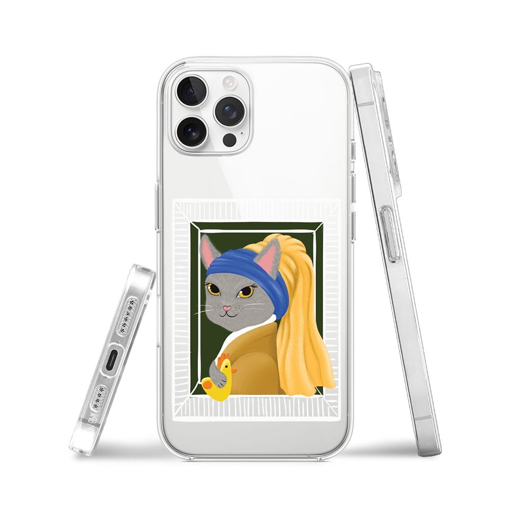 Etui do iPhone 12 Pro przeźroczyste, silikonowe Flexi, kotek z kurczakiem - obrazek 3