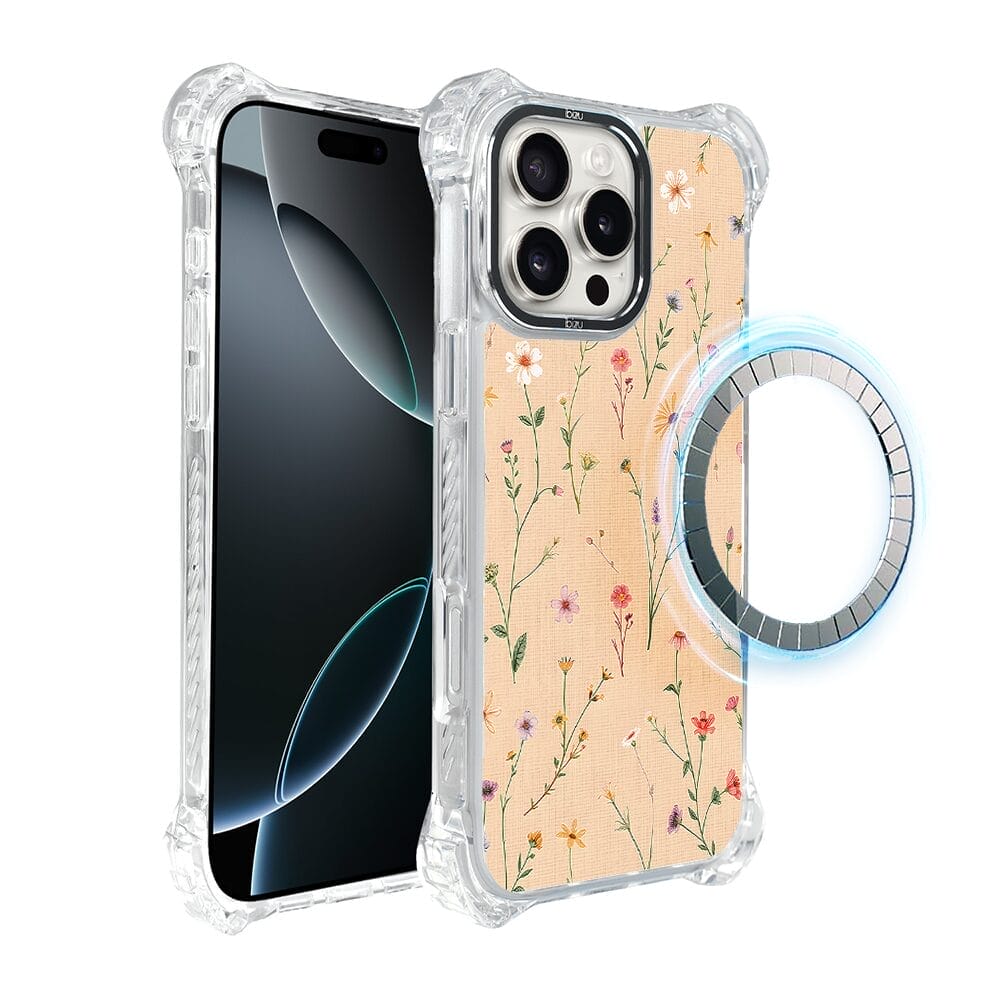 Etui do iPhone 16 Pro Max IBIZU DropGuard Ultra z MagSafe, Pastel Bloom, Koralowa łąka