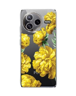 Etui do Xiaomi POCO F7 Ultra przeźroczyste, silikonowe Flexi, żółte piwonie