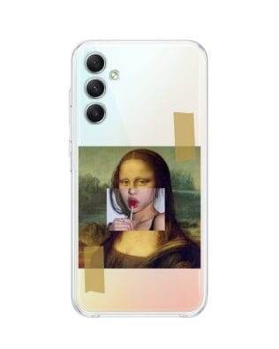 Etui do Samsung Galaxy A34 5G przeźroczyste, silikonowe Flexi, Mona Lisa z lizakiem