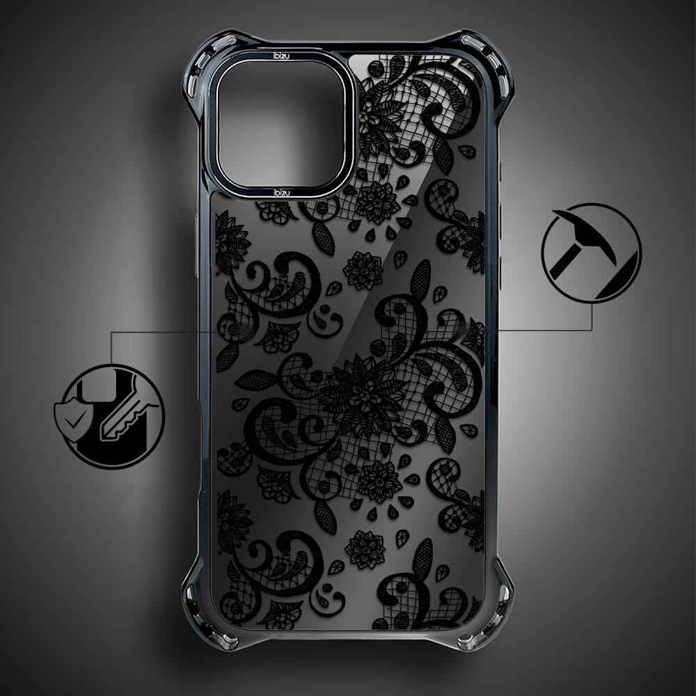 Etui do iPhone 15 IBIZU DropGuard Ultra z MagSafe, Midnight, Koronkowa czerń - obrazek 7