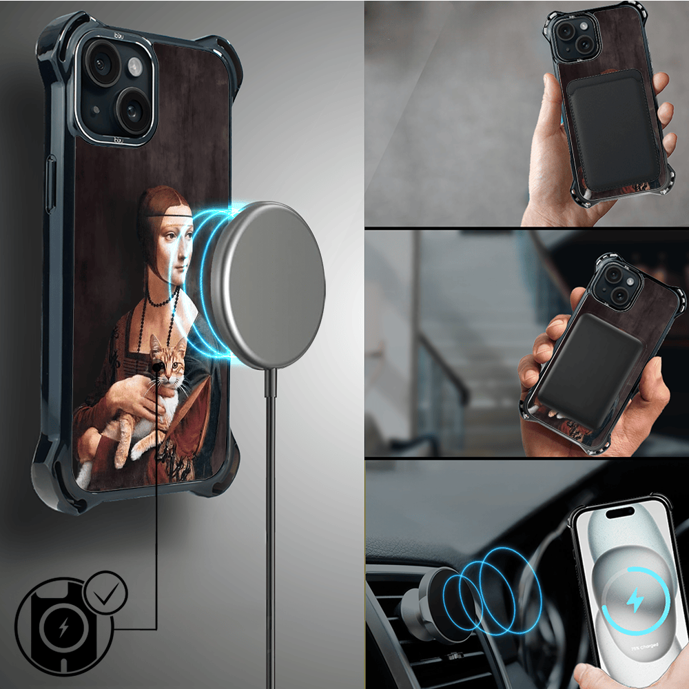 Etui iPhone 15 IBIZU DropGuard Ultra z MagSafe, Leonardo Da Vinci, dama z kotem - obrazek 8