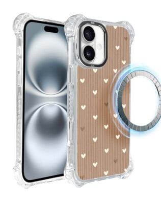 Etui iPhone 16 Plus IBIZU DropGuard Ultra z MagSafe, Boho, Pudrowe serca