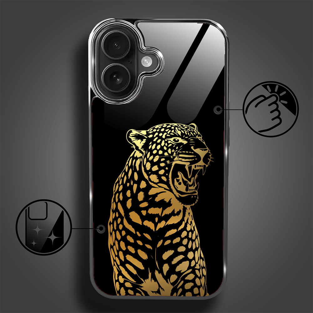 Etui do iPhone 16 IBIZU Elite Glass z MagSafe Golden Midnight, Ryczący Jaguar, czarne - obrazek 2