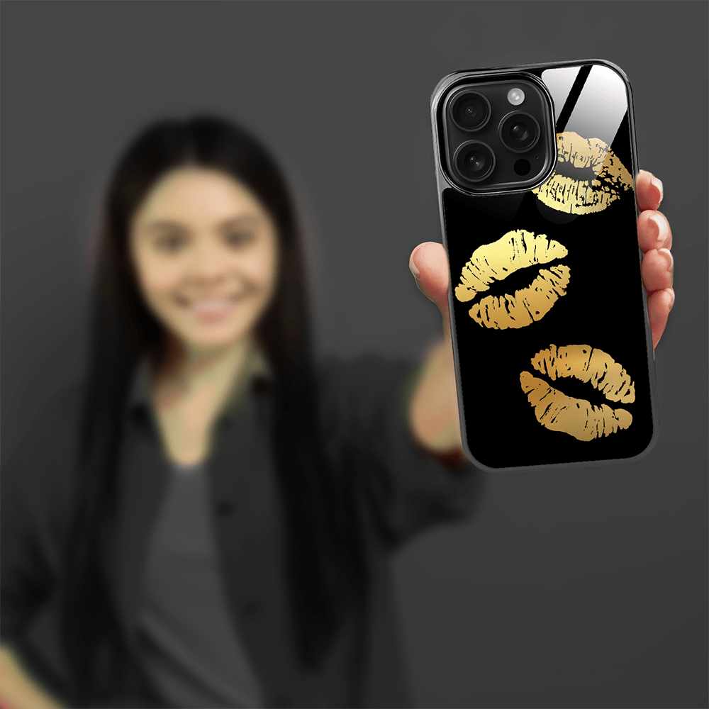 Etui do iPhone 16 Pro IBIZU Elite Glass z MagSafe Golden Midnight, Usta, czarne - obrazek 6