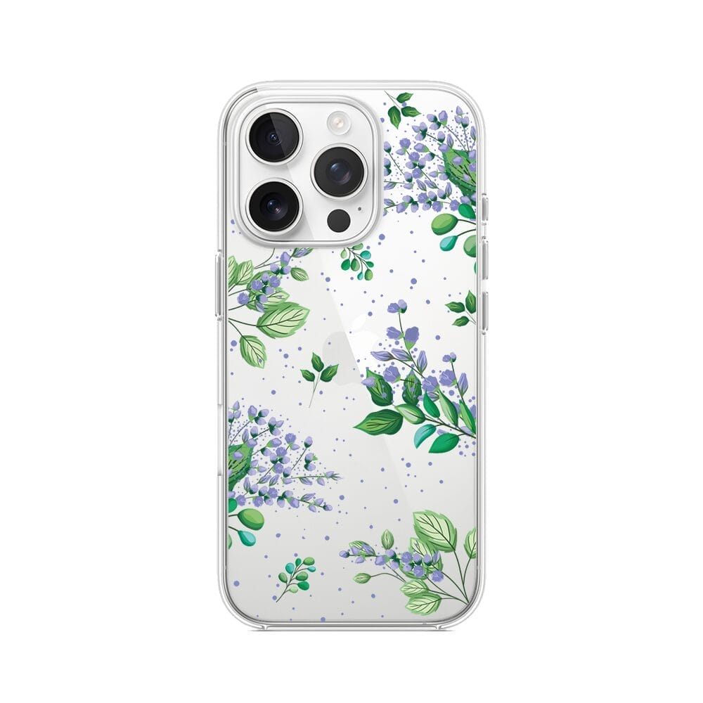 Etui do iPhone 13 Pro Max przeźroczyste, silikonowe Flexi, fioletowe kwiatki