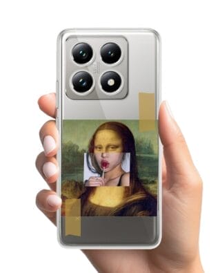 Etui do Xiaomi 14T Pro przeźroczyste, silikonowe Flexi, Mona Lisa z lizakiem