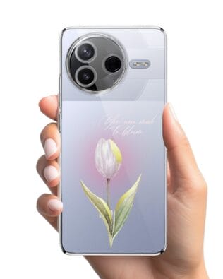 Etui do Xiaomi POCO F7 Pro przeźroczyste, silikonowe Flexi, kwiaty, tulipan