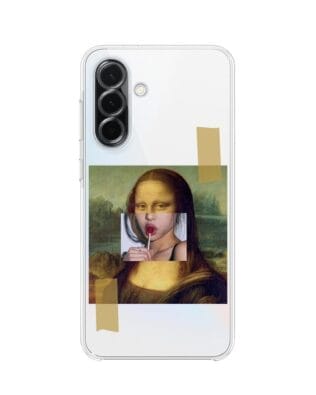 Etui do Samsung Galaxy A36 5G przeźroczyste, silikonowe Flexi, Mona Lisa z lizakiem