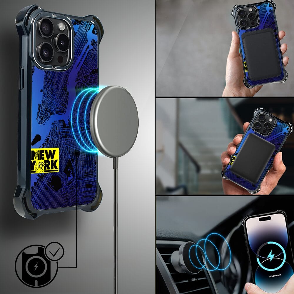 Etui do iPhone 14 Pro IBIZU DropGuard Ultra z MagSafe, Mapy Świata, New York - obrazek 8