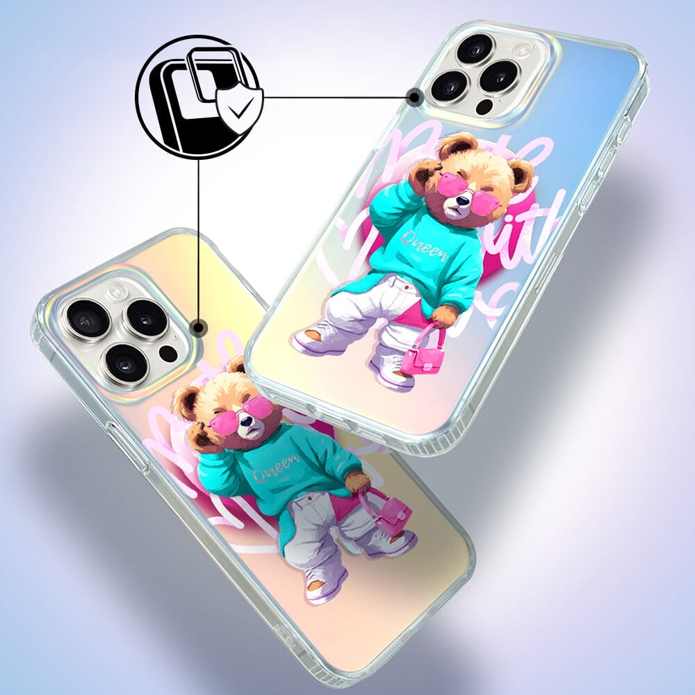 Etui do iPhone 14 Pro IBIZU California Sunset z MagSafe, zmieniające kolor, Pink Queen, stylowy miś - obrazek 4