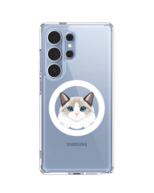 Etui do Samsung Galaxy S25 Ultra z MagSafe przeźroczyste, silikonowe Flexi, kot birmański