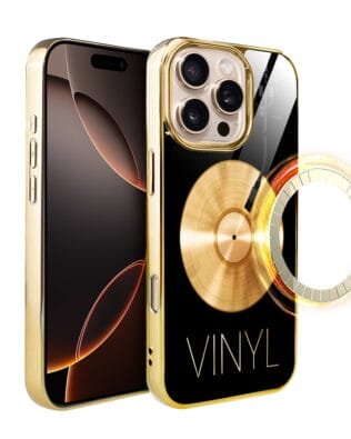 Etui do iPhone 16 Pro Max IBIZU Elite Glass z MagSafe Golden Midnight, Vinyl Lux, złote