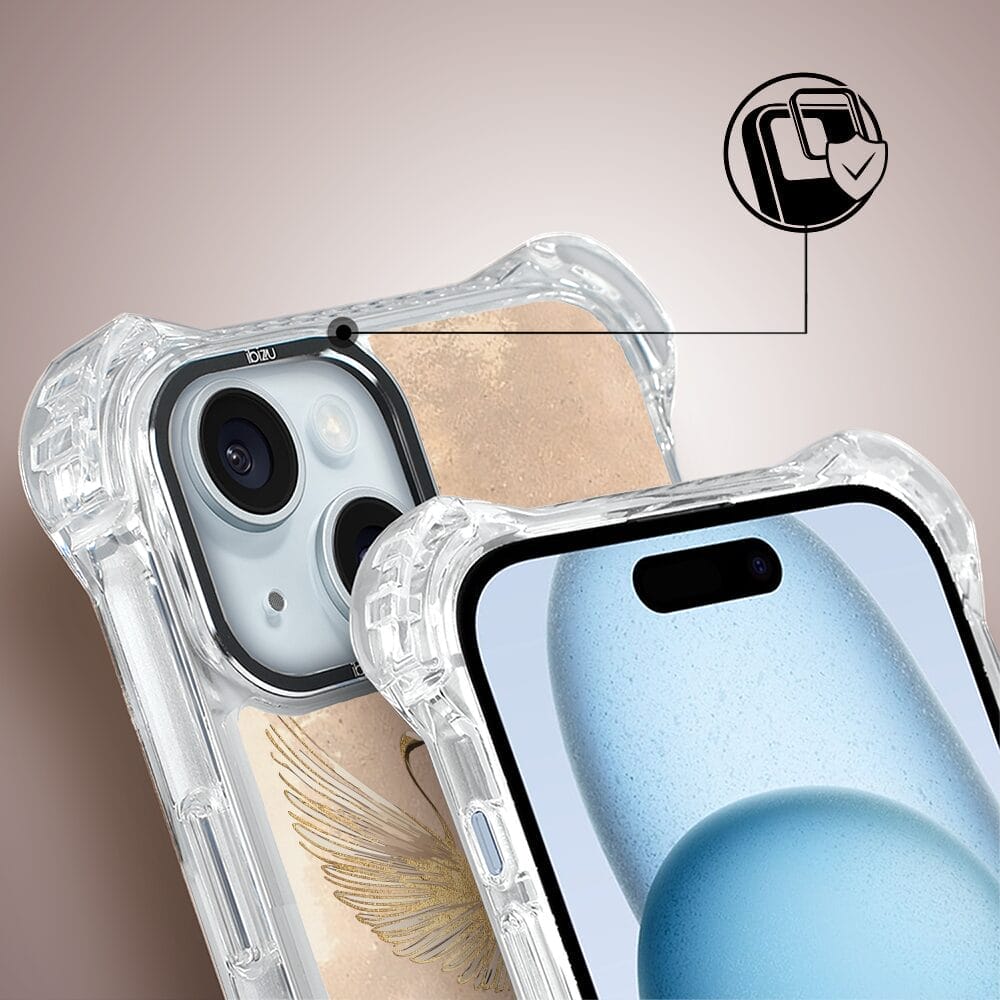 Etui iPhone 15 IBIZU DropGuard Ultra z MagSafe, Boho, Złote żurawie - obrazek 3