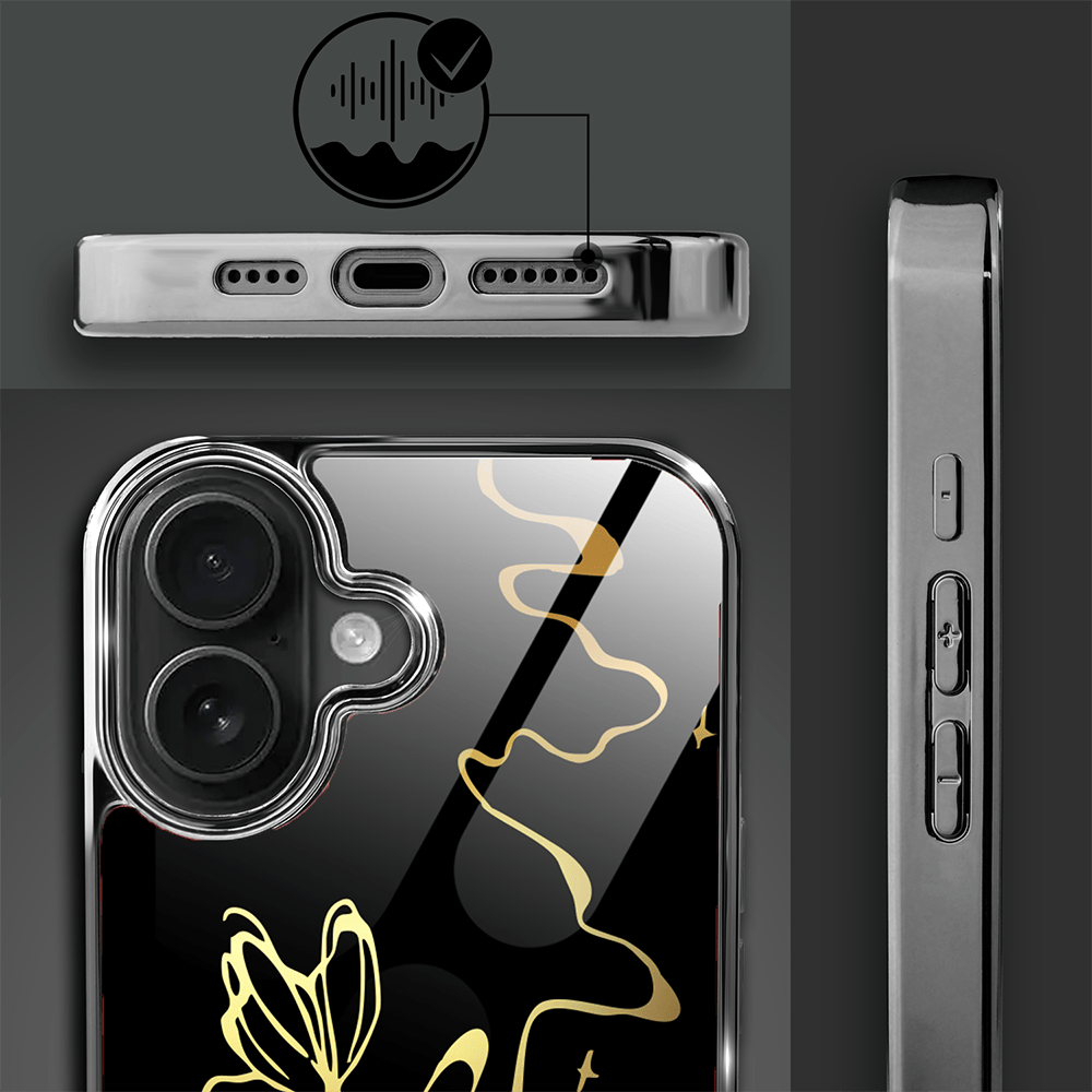 Etui do iPhone 16 IBIZU Elite Glass z MagSafe Golden Midnight, Efekt motyla, czarne - obrazek 3