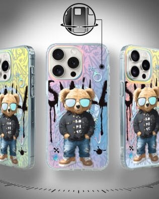 Etui do iPhone 16 Pro IBIZU California Sunset z MagSafe, zmieniające kolor, Graffiti Boy, artystyczny miś