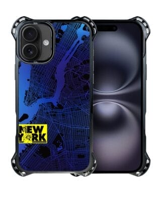 Etui do iPhone 16 Plus IBIZU DropGuard Ultra z MagSafe, mapy świata, New York