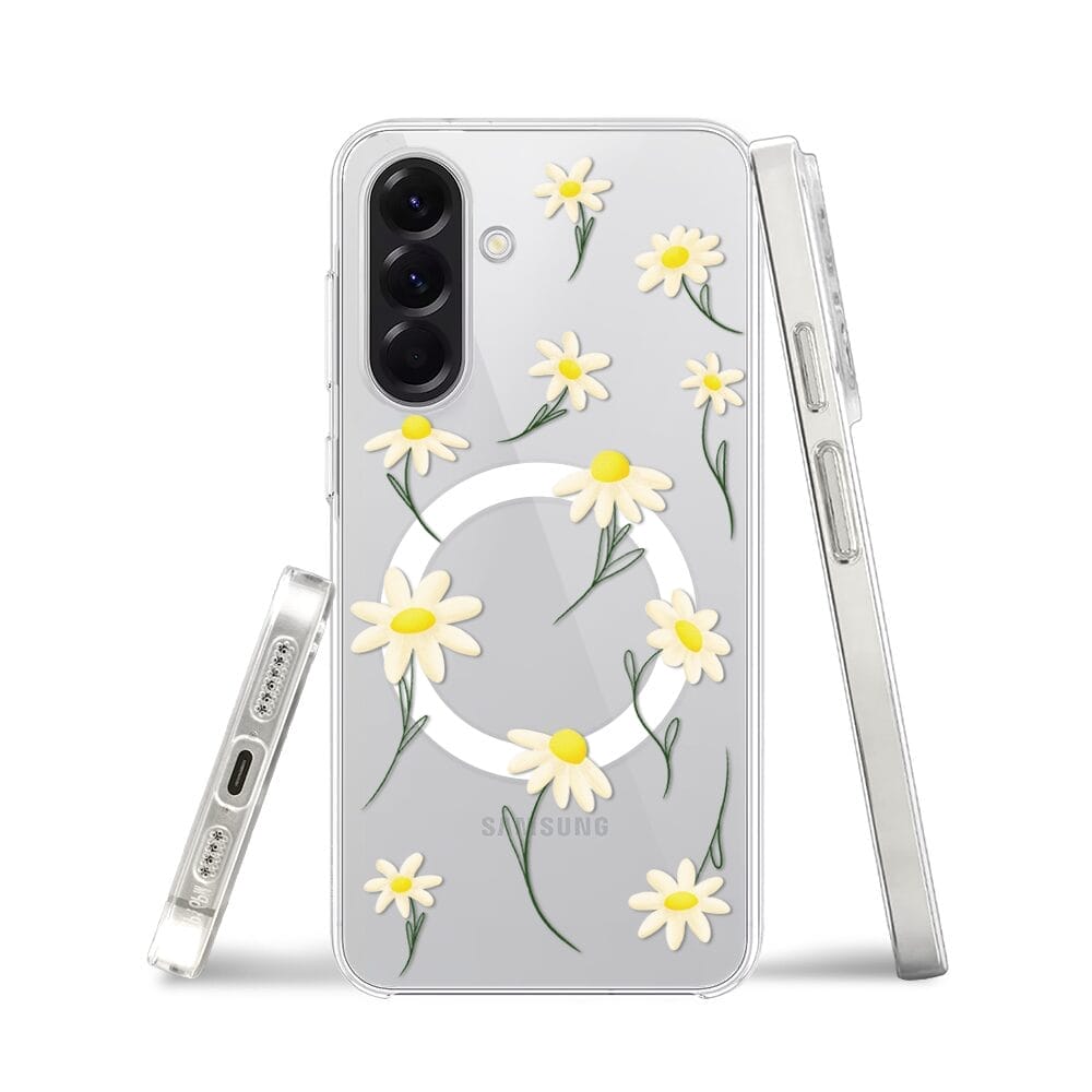 Etui do Samsung Galaxy A56 5G z MagSafe przeźroczyste, silikonowe Flexi, stokrotki - obrazek 3