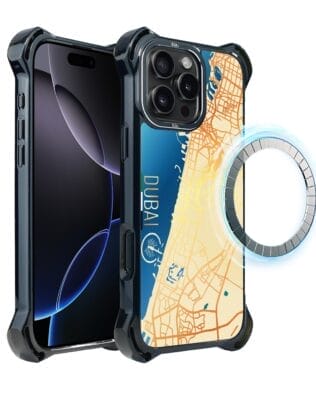 Etui do iPhone 16 Pro Max IBIZU DropGuard Ultra z MagSafe, Mapy świata, Dubai