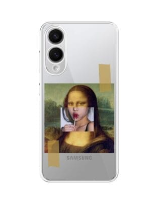 Etui do Samsung Galaxy S25 Edge przeźroczyste, silikonowe Flexi, Mona Lisa z lizakiem
