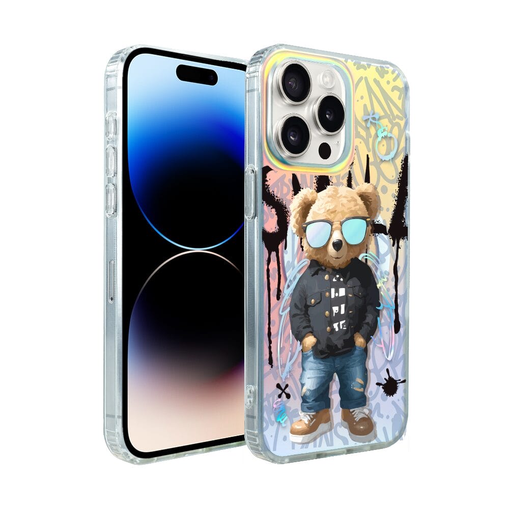 Etui do iPhone 14 Pro IBIZU California Sunset z MagSafe, zmieniające kolor, Graffiti Boy, artystyczny miś