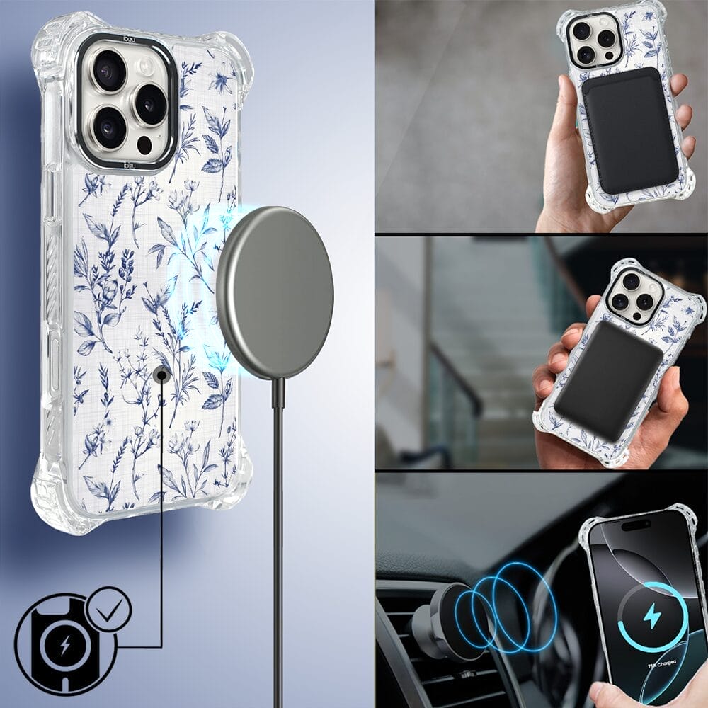 Etui do iPhone 16 Pro IBIZU DropGuard Ultra z MagSafe, Pastel Bloom, Lazurowe szepty - obrazek 8