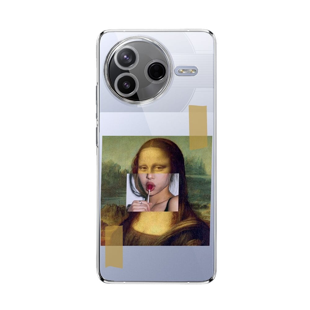Etui do Xiaomi POCO F7 Pro przeźroczyste, silikonowe Flexi, Mona Lisa z lizakiem