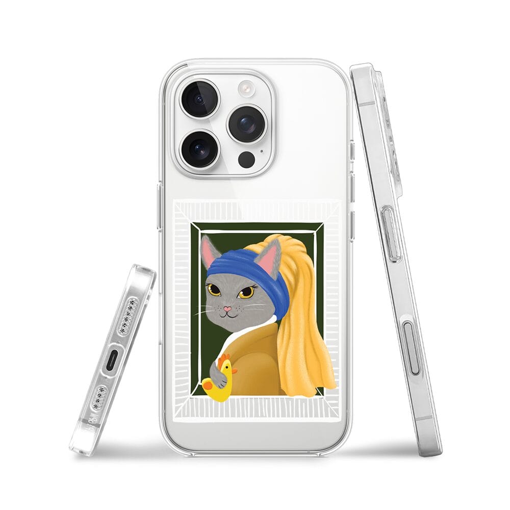 Etui do iPhone 16 Pro Max przeźroczyste, silikonowe Flexi, kotek z kurczakiem - obrazek 3