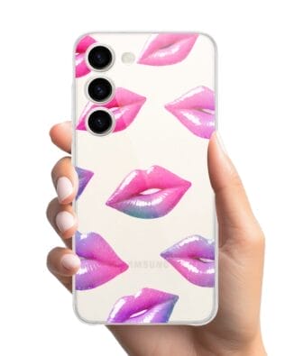 Etui do Samsung Galaxy S23 przeźroczyste, silikonowe Flexi, hologramowe usta