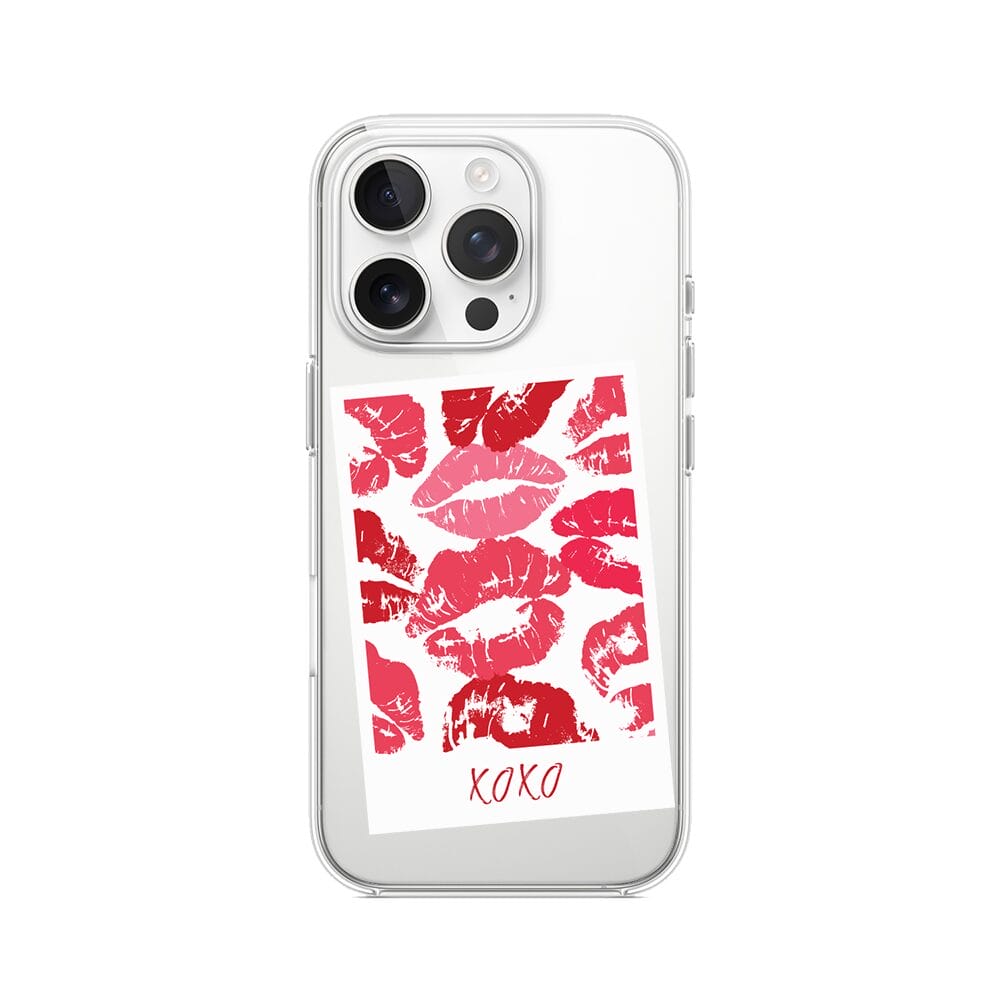 Etui do iPhone 14 Pro przeźroczyste, silikonowe Flexi, pocałunki, polaroid