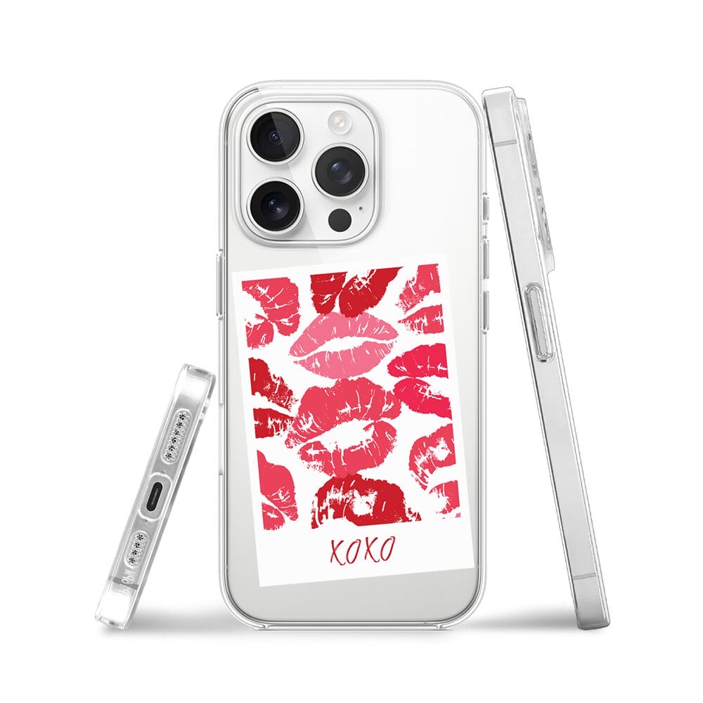 Etui do iPhone 13 Pro przeźroczyste, silikonowe Flexi, pocałunki, polaroid - obrazek 3