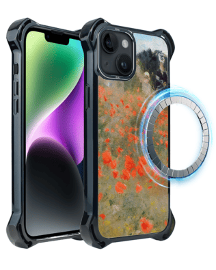 Etui iPhone 14 IBIZU DropGuard Ultra z MagSafe, Claude Monet, pole maków