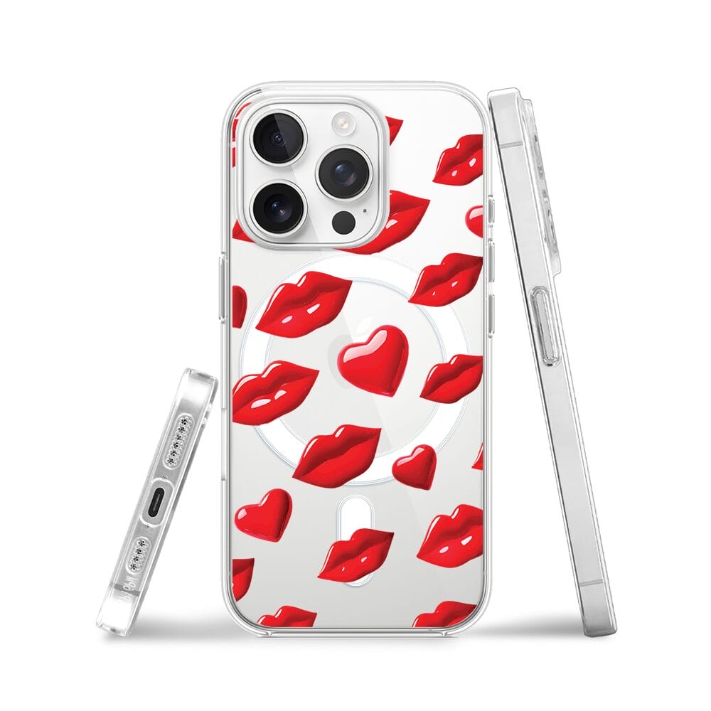 Etui do iPhone 13 Pro z MagSafe przeźroczyste, silikonowe Flexi, czerwone usta - obrazek 3