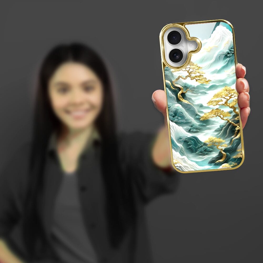 Etui do iPhone 16 Plus IBIZU Elite Glass z MagSafe Magia Azji złote drzewa w stylu japońskim, złote - obrazek 4