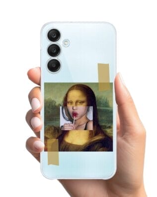 Etui do Samsung  Galaxy M35 5G przeźroczyste, silikonowe Flexi, Mona Lisa z lizakiem