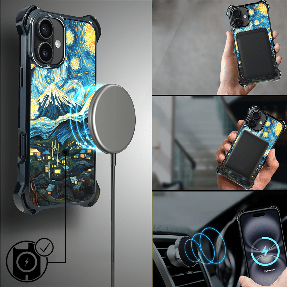 Etui iPhone 16 IBIZU DropGuard Ultra z MagSafe, Van Gogh, gwieździsta noc - obrazek 8