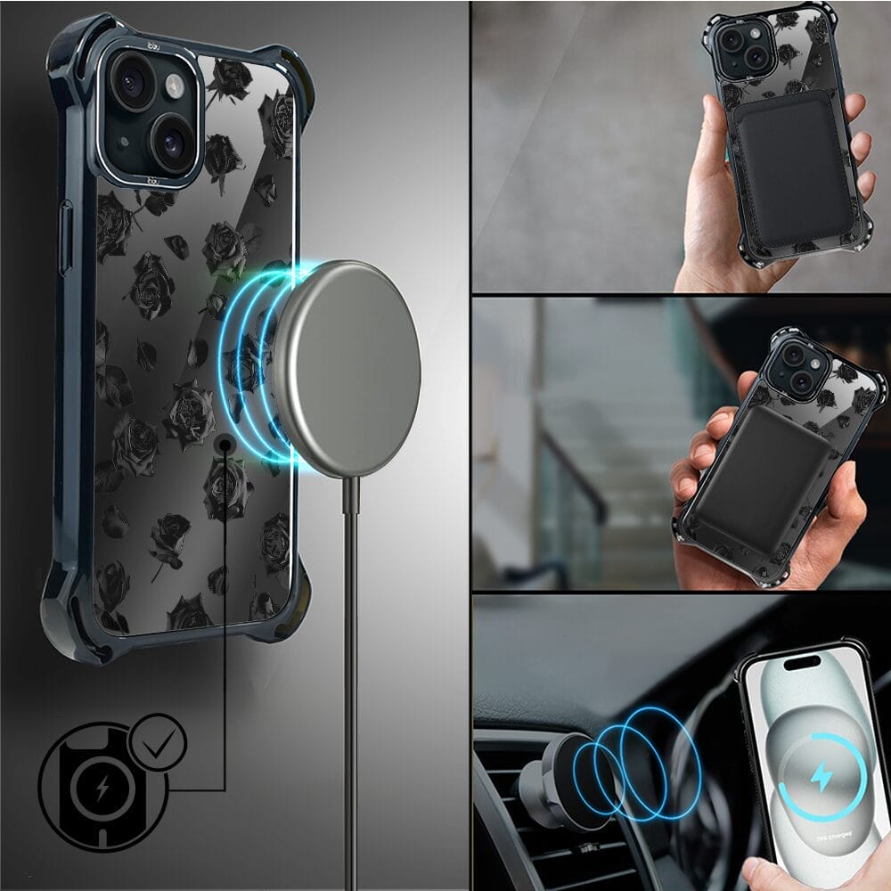 Etui do iPhone 15 IBIZU DropGuard Ultra z MagSafe, Midnight, Sen róż - obrazek 8