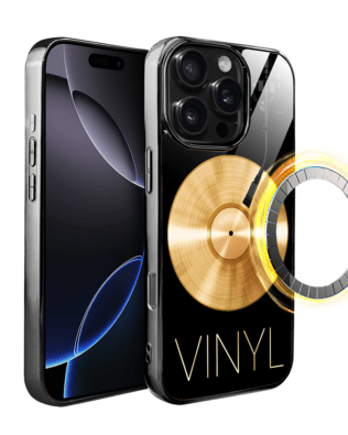 Etui do iPhone 16 Pro Max IBIZU Elite Glass z MagSafe Golden Midnight, Vinyl Lux, czarne