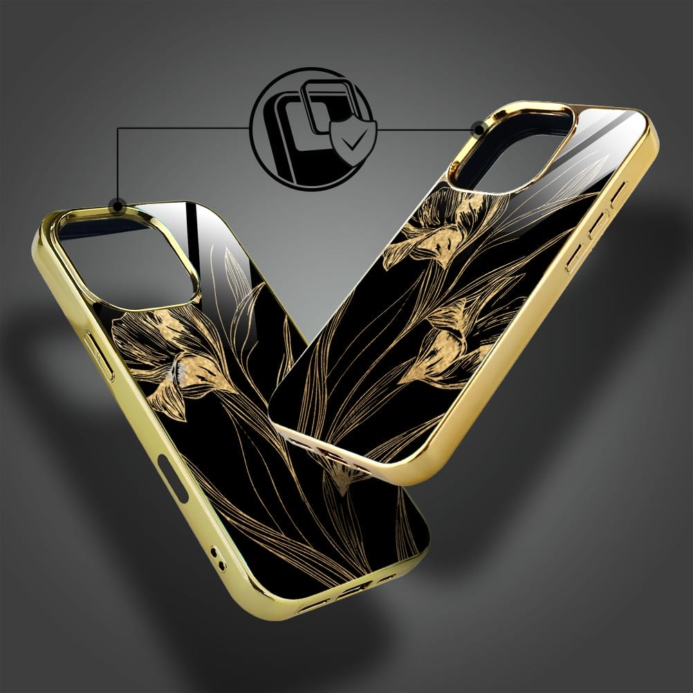 Etui do iPhone 16 Pro IBIZU Elite Glass z MagSafe Golden Midnight, Królewskie irysy, złote - obrazek 4