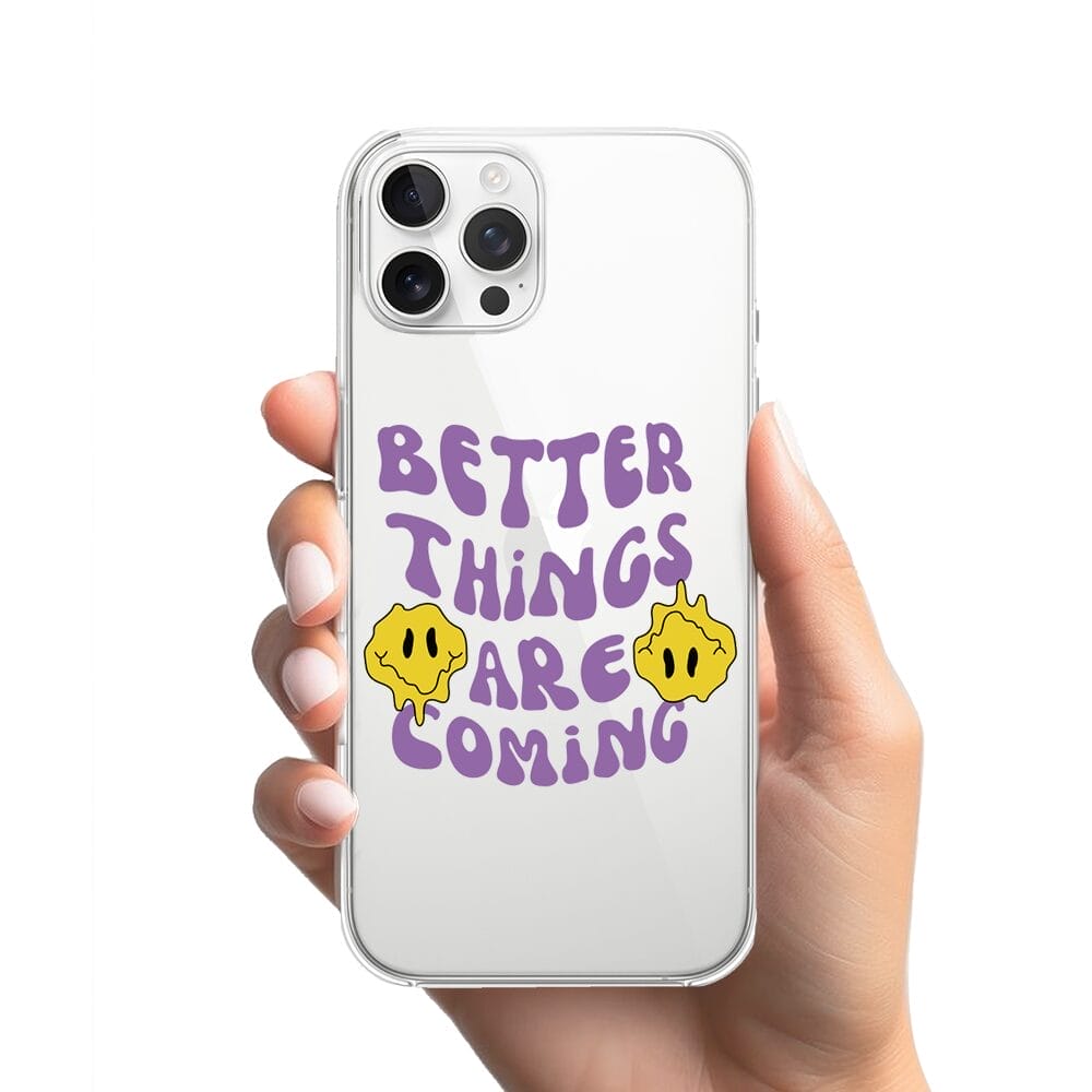Etui do iPhone 12 Pro przeźroczyste, silikonowe Flexi, Better Things Are Coming - obrazek 2