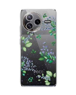 Etui do Xiaomi POCO F7 Ultra przeźroczyste, silikonowe Flexi, fioletowe kwiatki