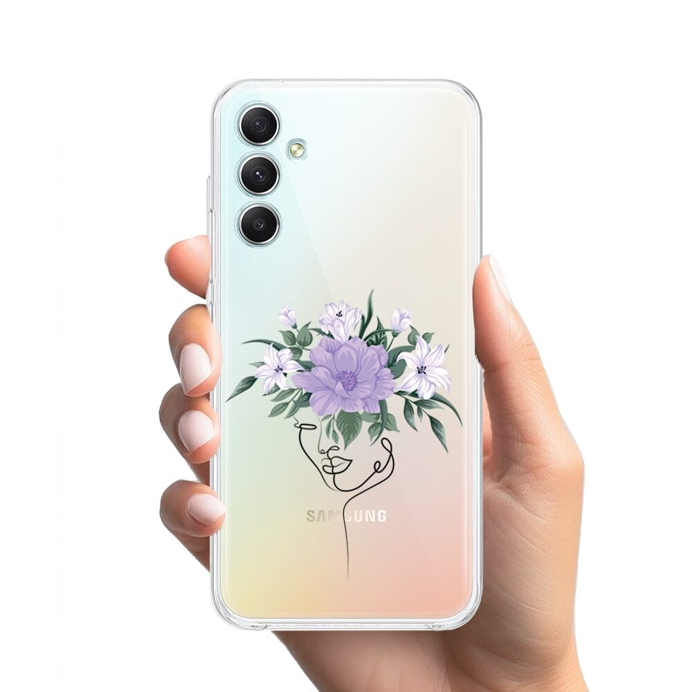 Etui do Samsung Galaxy A34 5G przeźroczyste, silikonowe Flexi, kobieta z kwiatami - obrazek 2