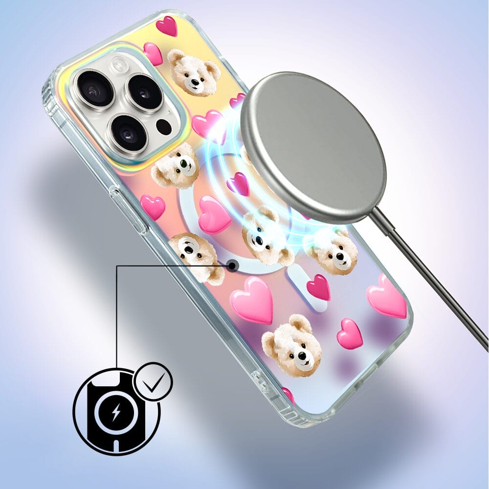 Etui do iPhone 15 Pro IBIZU California Sunset z MagSafe, zmieniające kolor, Love Mood, miś i serduszka - obrazek 6