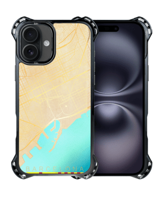 Etui do iPhone 16 Plus IBIZU DropGuard Ultra z MagSafe, mapy świata, Barcelona