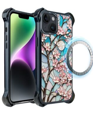 Etui do iPhone 14 Plus IBIZU DropGuard Ultra z MagSafe, Barwy Szkła, Księżycowa Wiśnia