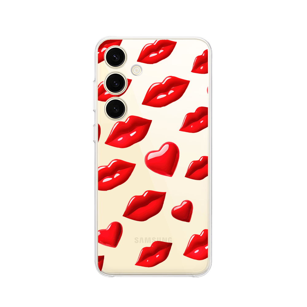 Etui do Samsung Galaxy S24 przeźroczyste, silikonowe Flexi, czerwone usta