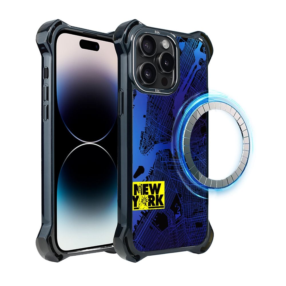 Etui do iPhone 14 Pro IBIZU DropGuard Ultra z MagSafe, Mapy Świata, New York
