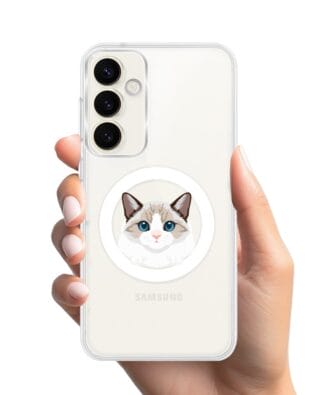 Etui do Samsung Galaxy S23 Plus z MagSafe przeźroczyste, silikonowe Flexi, kot birmański